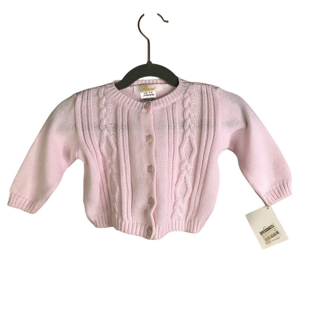 Renzo Cardigan Baby Size 6M Pink Cable Knit Button Front Long Sleeve NWT‎